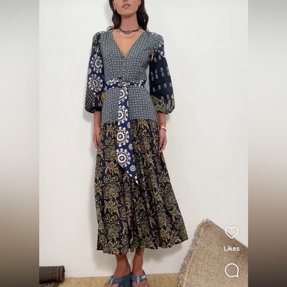 Boteh Florimonde Button-Through Maxi Dress